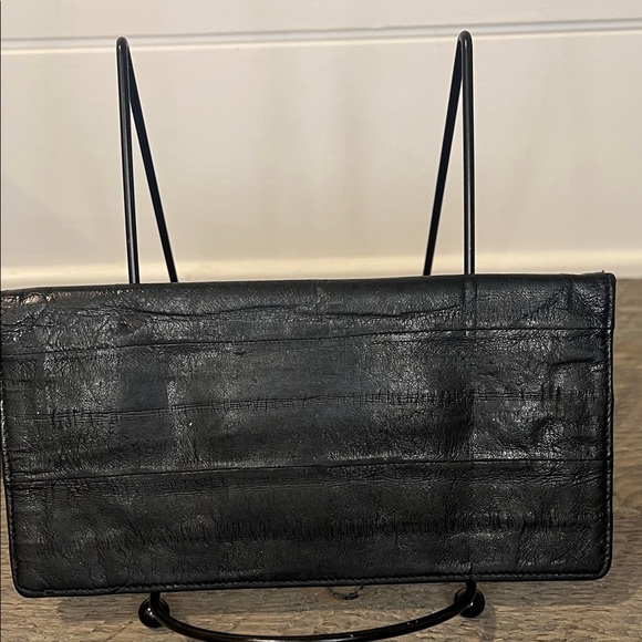 Vintage Gray Eel Skin Double Kiss Lock Coin Purse & Blk Eel Skin Checkbook Cover - Picture 10 of 15